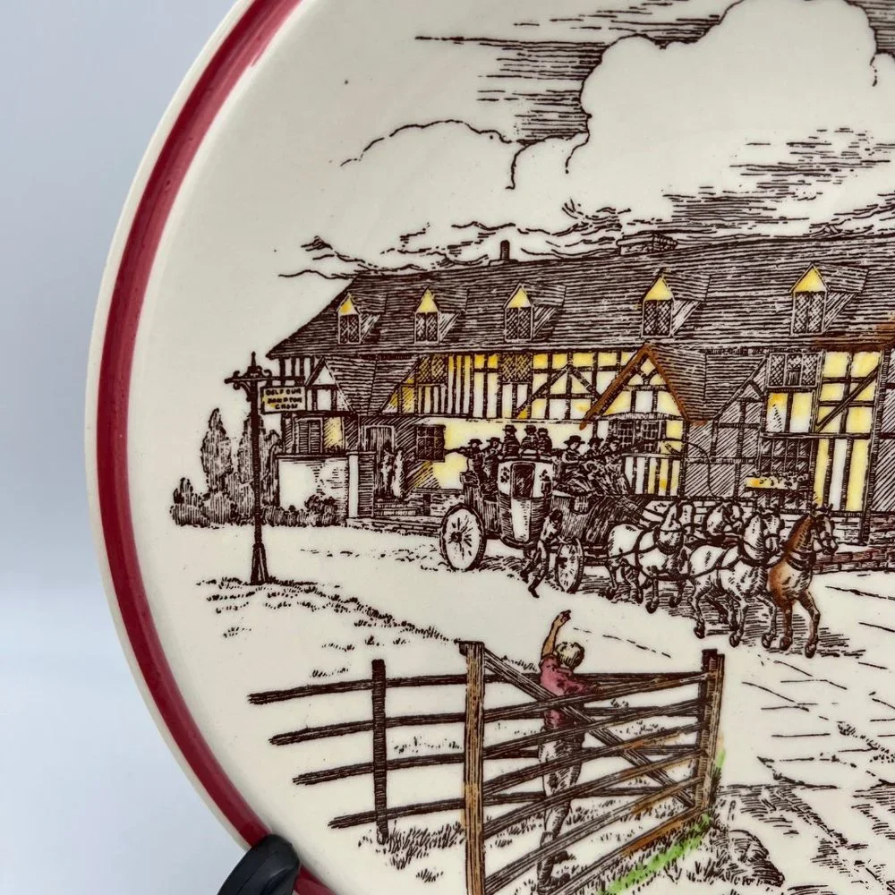 Vernon Kilns Bits of Old England Collectible Plate No 5 Horses & Carriage 8.25